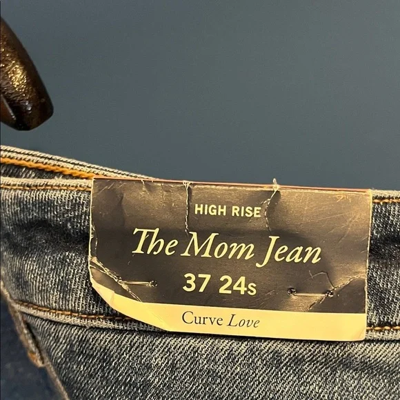Abercrombie & Fitch The Mom Jean High Rise Blue Denim Jeans 37 24s Curve Love - Picture 10 of 14